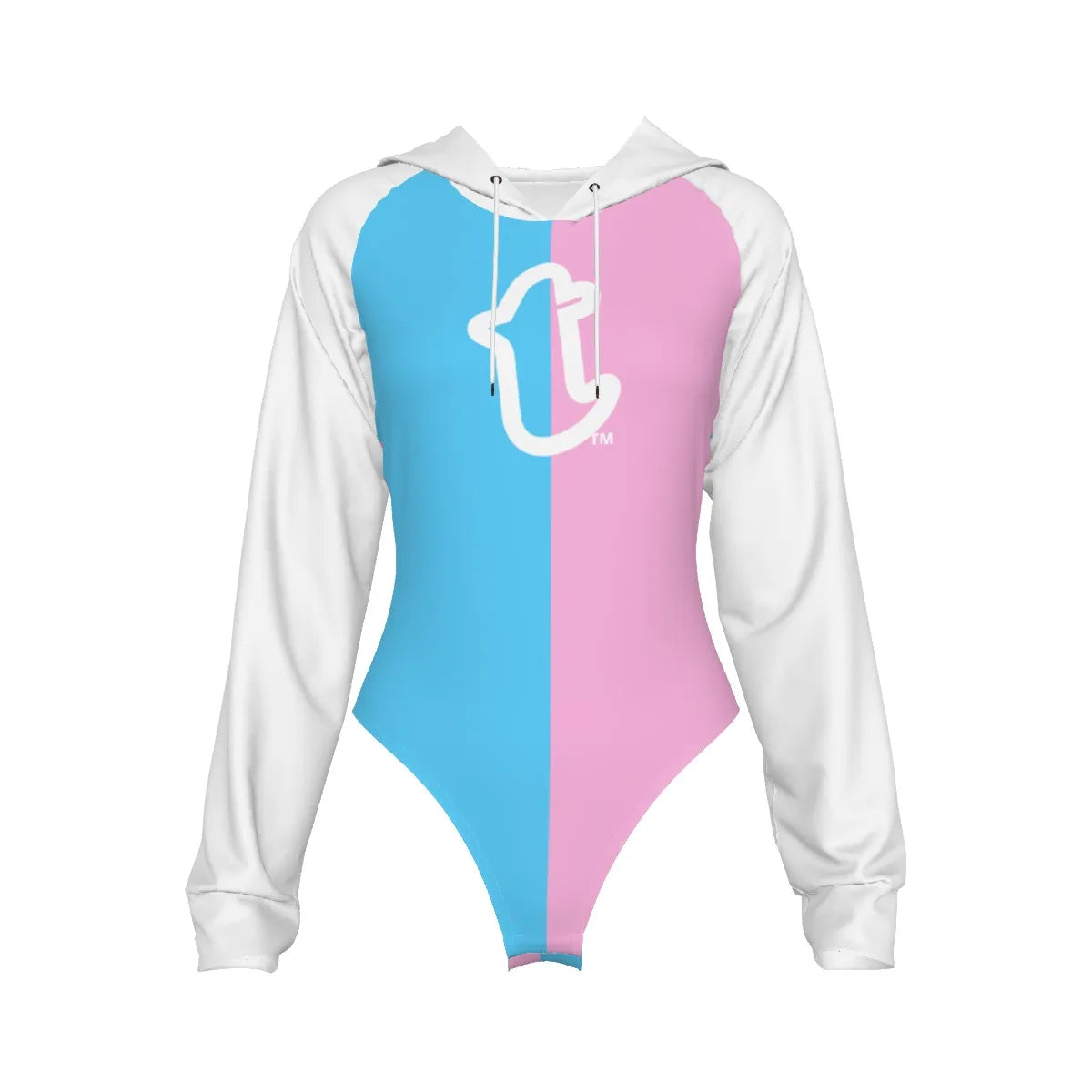 Teen Blue Pink White Pride Raglan Sleeve Hooded Bodysuit