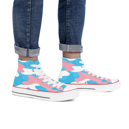 Blue Pink White Pride Camouflage Canvas High-Top Sneakers