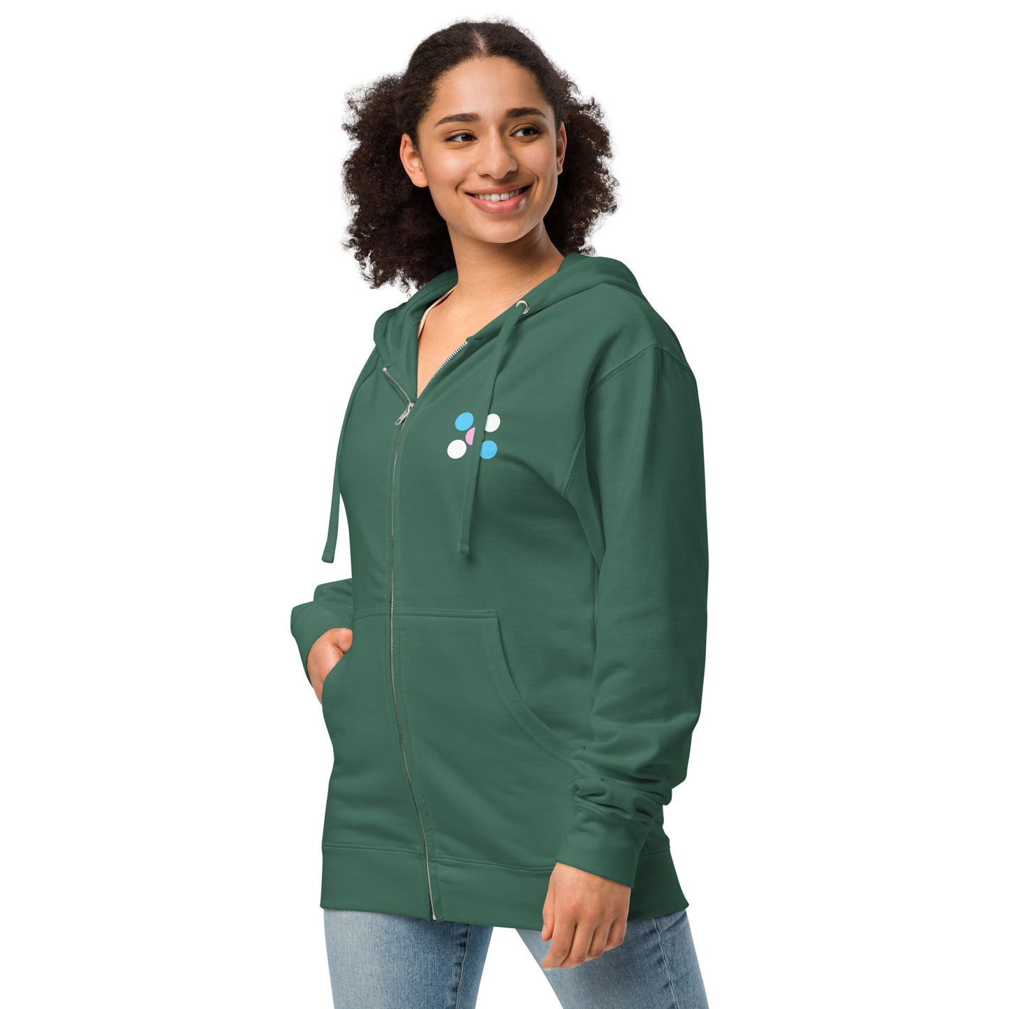 Blue Pink White Pride 'Five Dots' Fleece Zip-Up Hoodie