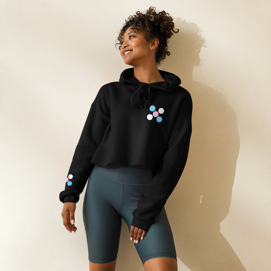 Blue Pink White 'Pride Five Dots' Cropped Hoodie