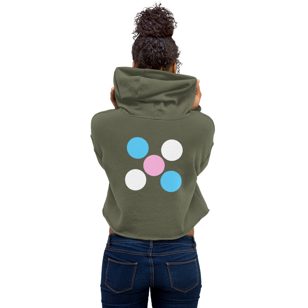 Blue Pink White 'Pride Five Dots' Cropped Hoodie