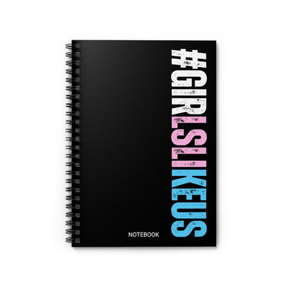 Blue Pink White #GIRLSLIKEUS Series Black Spiral Notebook