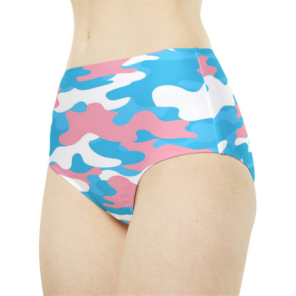 Blue Pink White Camouflage 70's Schoolgirl Hipster Tuck