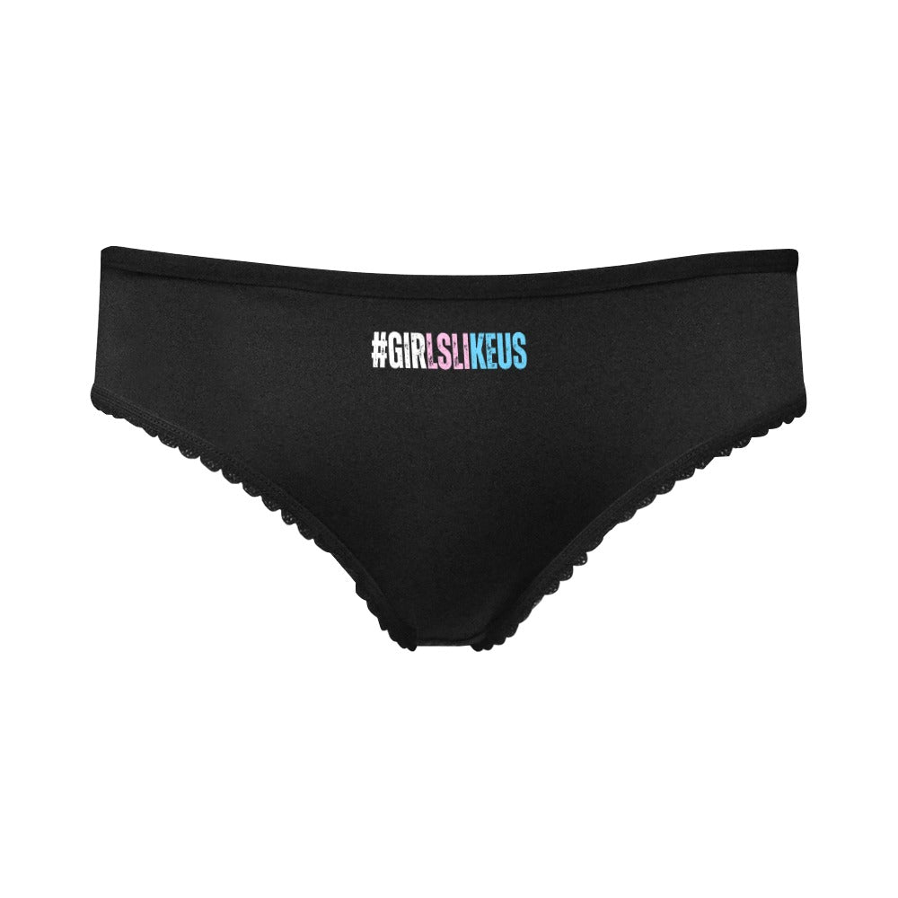 Plus Size Blue Pink White All Over Black High-Cut Knickers