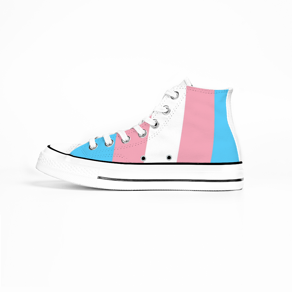 Blue Pink White All-Over Pride 'Converse Style' Canvas High-Top Sneakers