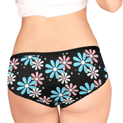 Plus Size Blue Pink White All Over Black High-Cut Knickers