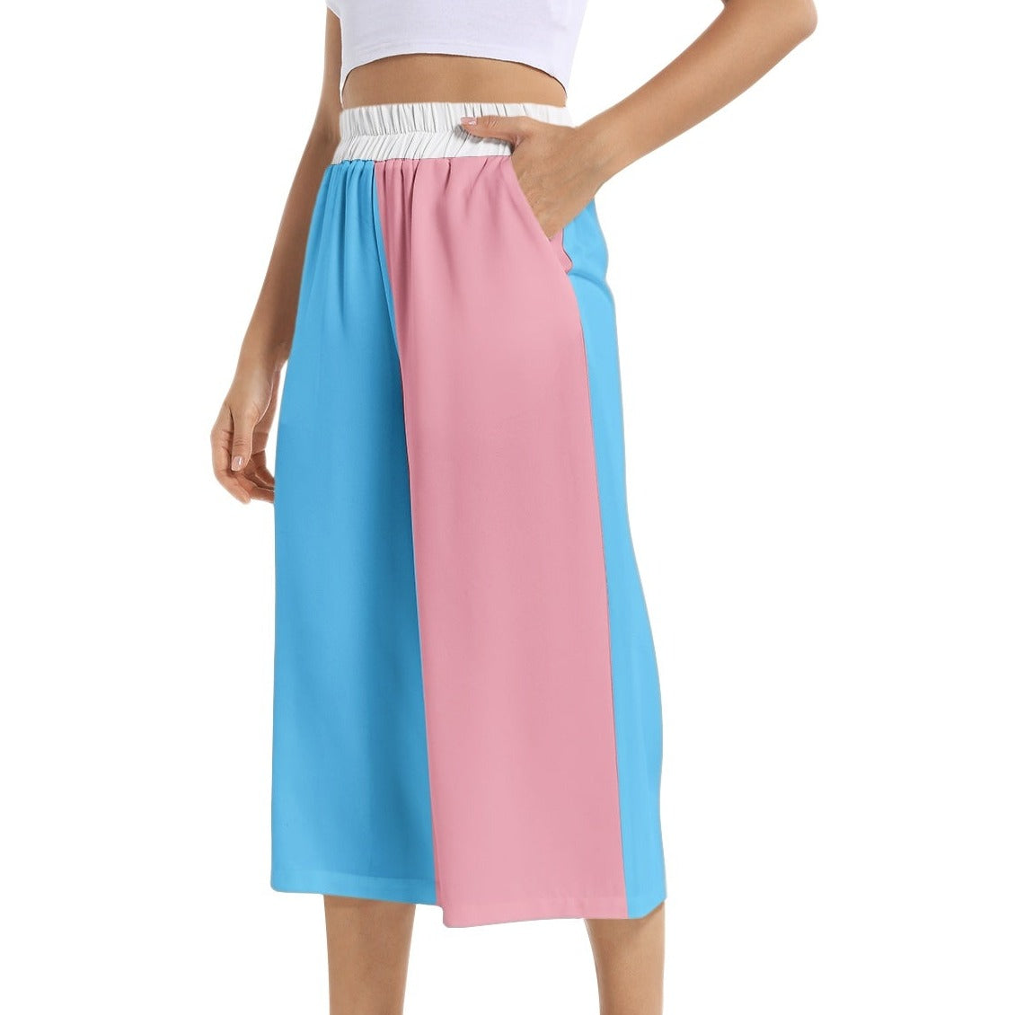 Trans Coloured Trans Paris Pride Loose-Leg Chiffon Culottes