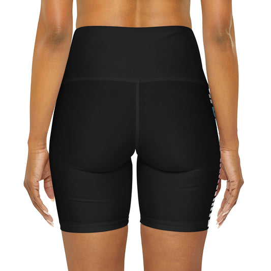 Blue Pink White #BLUEPINKWHITE Series Black High Waisted Yoga Shorts