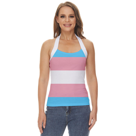 Plus Size Blue Pink White All Over Pride Halter Top