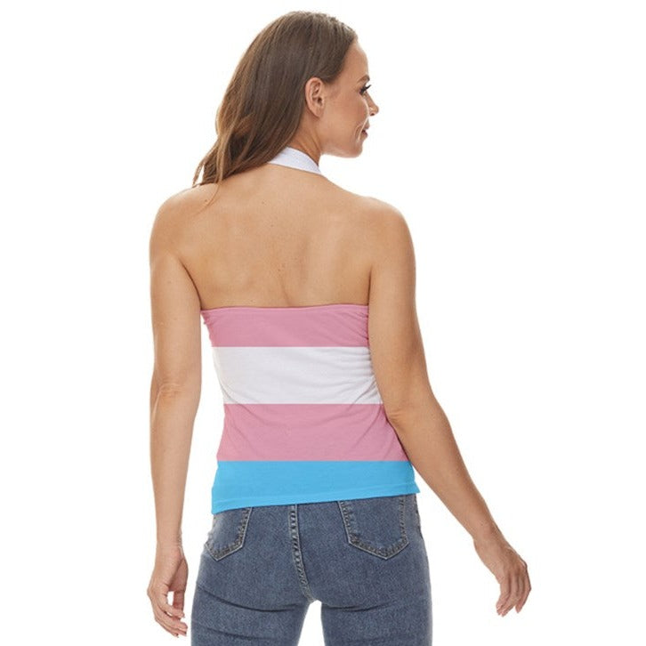 Plus Size Blue Pink White All Over Pride Halter Top