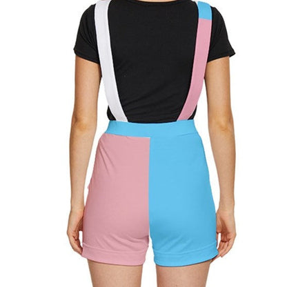 Teen to Plus Size Trans Coloured Short Dungaree Overalls