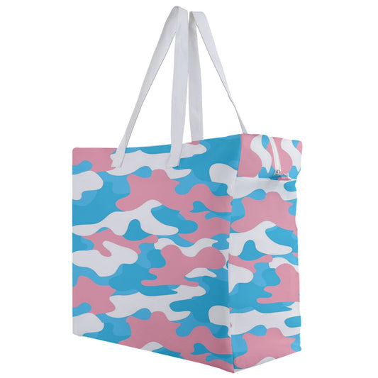 XL Blue Pink White Camouflage Pride Canvas Travel Bag