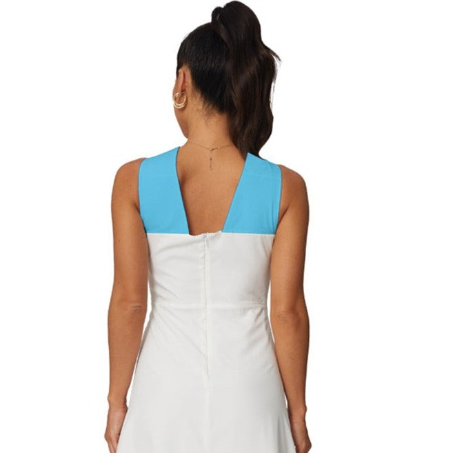 White Sleeveless Cross Fronted Mid-Length Chiffon Cocktail Dress