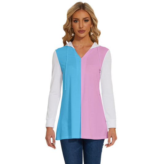 Plus Size Blue Pink White Pride Soft, Stretchy and Lightweight Hoodie