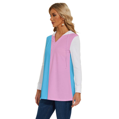 Plus Size Blue Pink White Pride Soft, Stretchy and Lightweight Hoodie