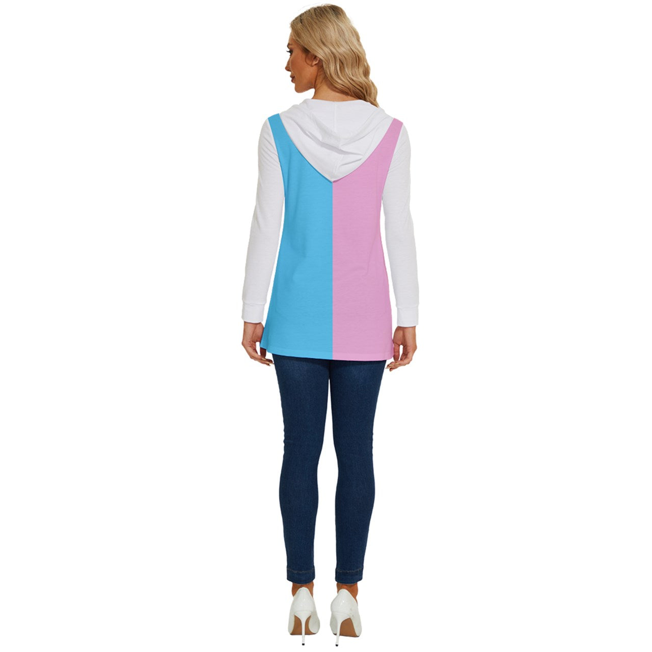 Plus Size Blue Pink White Pride Soft, Stretchy and Lightweight Hoodie