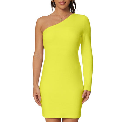 XS - 5XL Lemon Popsicle Femboy Long-Sleeve One Shoulder Mini Dress