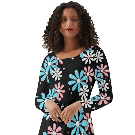 Women's Long Sleeve Ruffle Dress