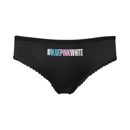 Plus Size Blue Pink White Hashtag Series Black High-Cut Knickers