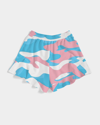 Teen Blue Pink White Pride Camouflage Ruffle Shorts