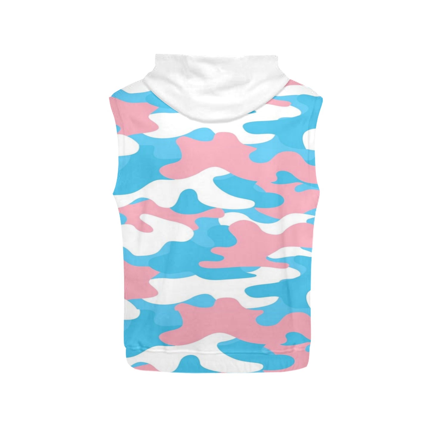 Plus Size Blue Pink White All Over Pride Camouflage Sleeveless Hoodie