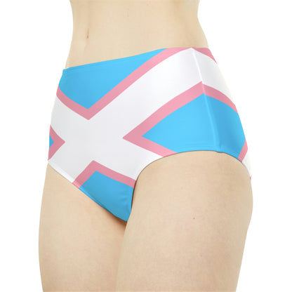 Blue Pink White Saltire 70's Schoolgirl Hipster Tuck