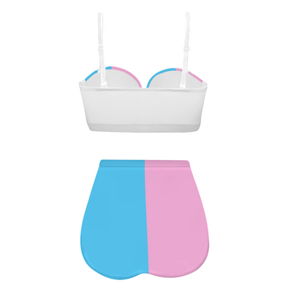 Teen Blue Pink White Pride High-Waisted Bottom Two-Piece Swimsuit Bikini Set