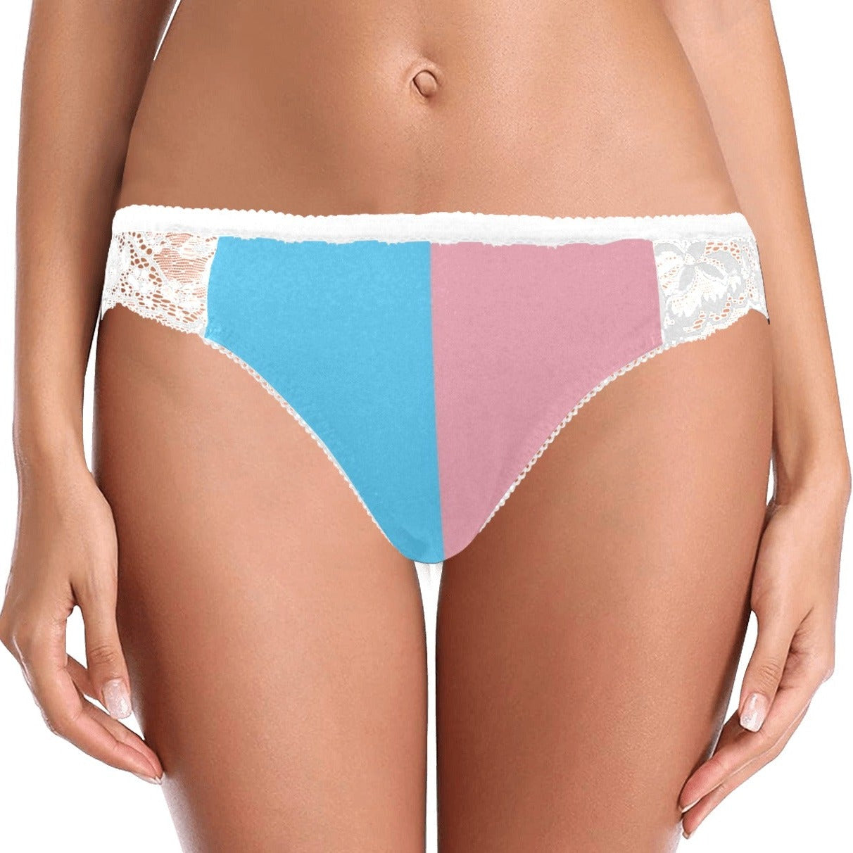 Teen - Plus Size Blue Pink White Vive l'Paris Pride White Lace Panties