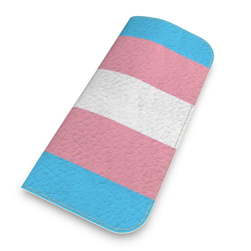 Blue Pink White Pride Real Soft California Leather Eye-Gasses Case