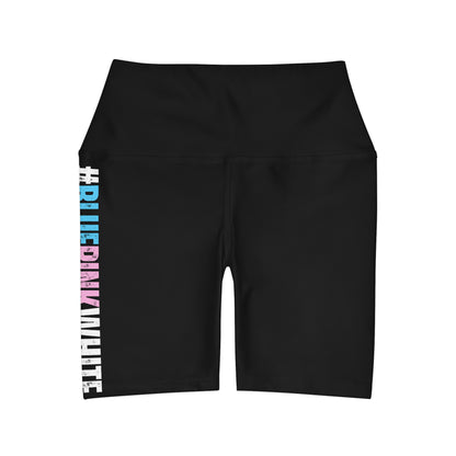 Blue Pink White #BLUEPINKWHITE Series Black High Waisted Yoga Shorts