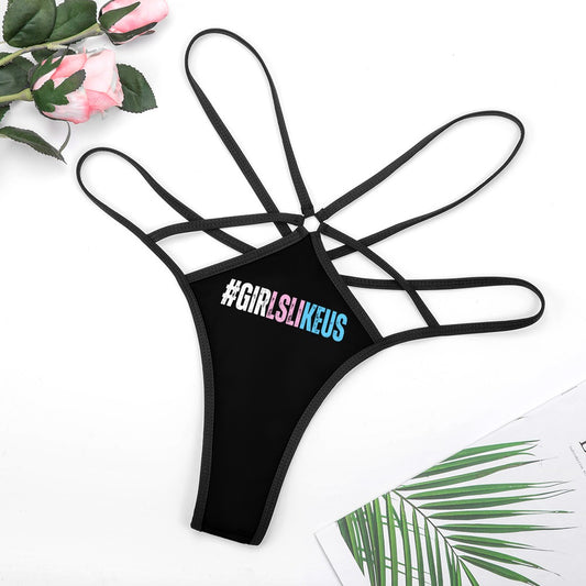 Black 'GIRLSLIKEUS' Sexy G-String Thong