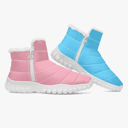 Blue Pink Fur-Lined Zip-Up Boots