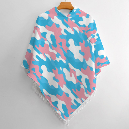 Blue Pink White Pride Camouflage Knitted Shawl