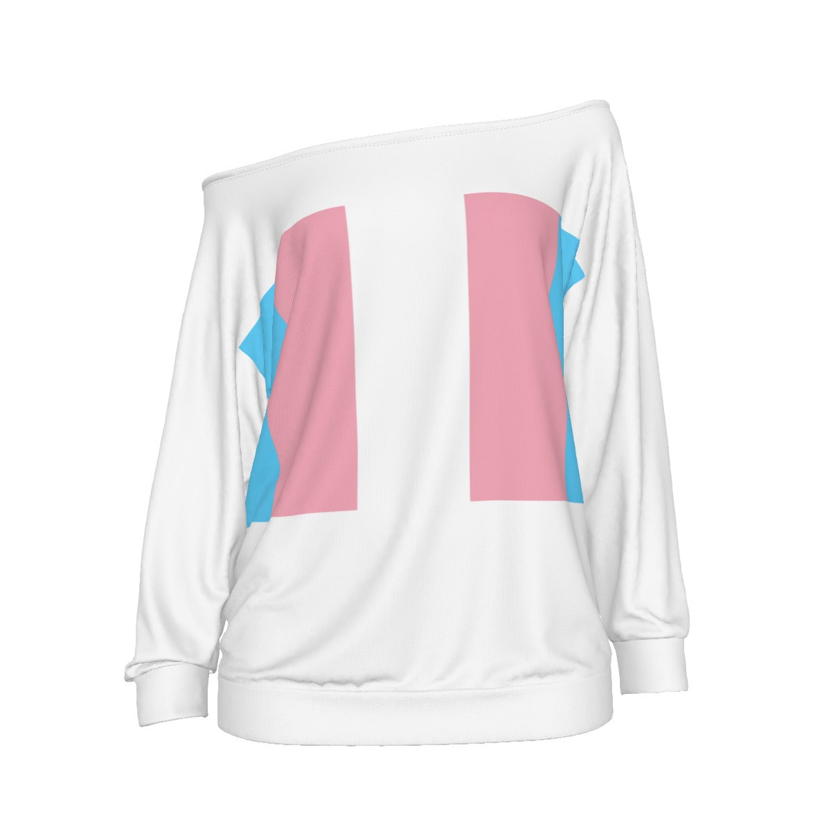Teen - Plus Size Blue Pink White Trans Pride Off-Shoulder Sweatshirt