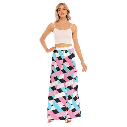 Blue Pink White Pride Split  Chiffon Beach Palazzo