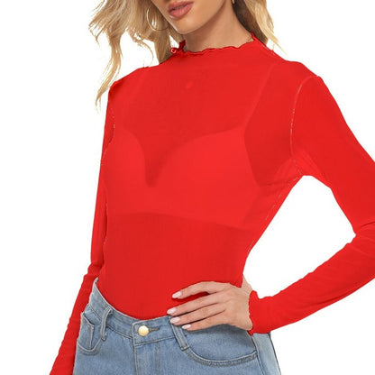 Ruby Red See-Through Long-Sleeved T-Shirt