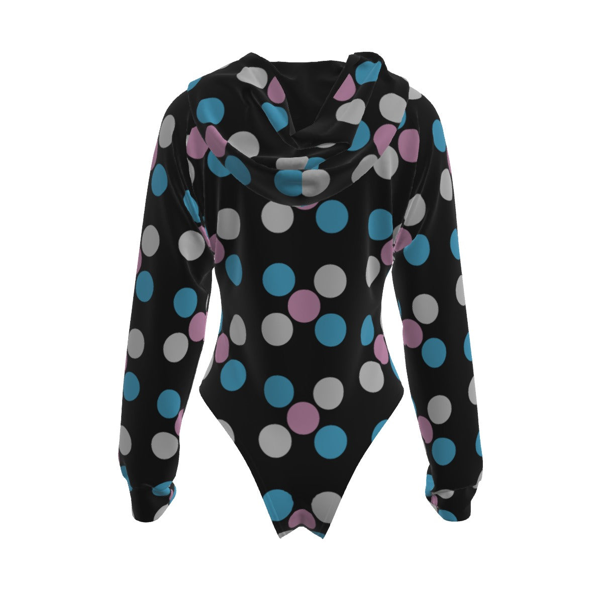 Teen Blue Pink White 'Pride Five Spots' Black Hooded Bodysuit