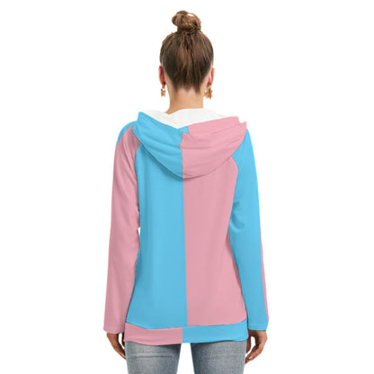 Plus Size All Over Trans Paris Pride Double Hooded Hoodie