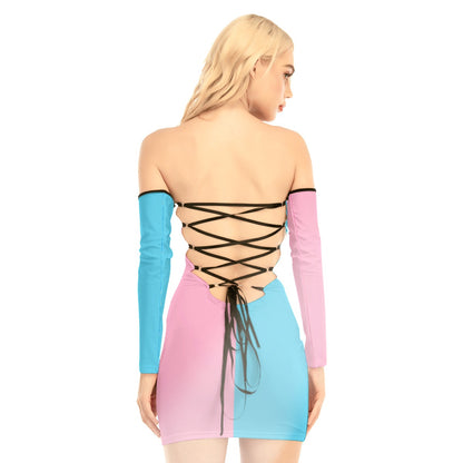 Plus Size Blue Pink White Vive l'Paris Pride Lace-Up-Back Dress