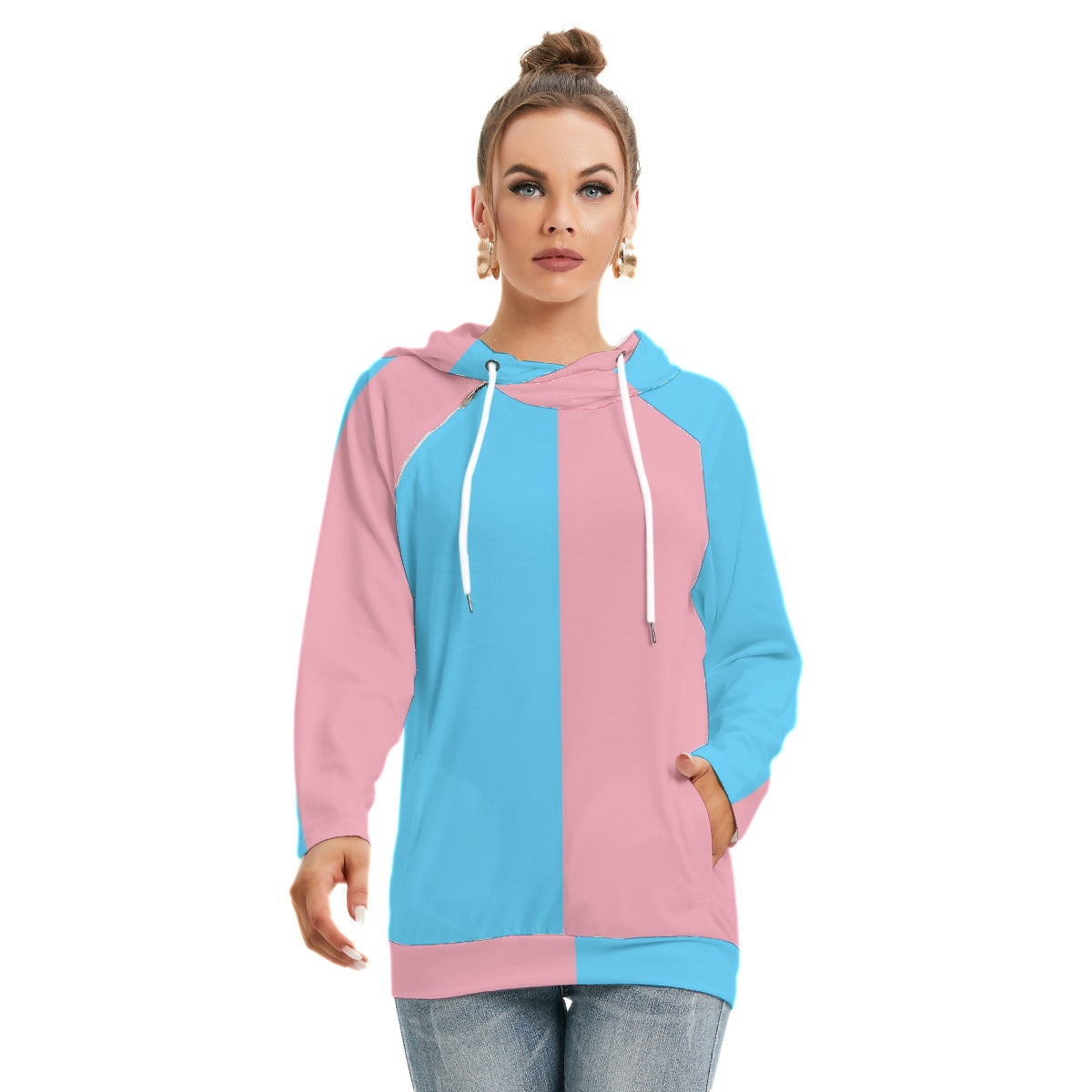 Plus Size All Over Trans Paris Pride Double Hooded Hoodie