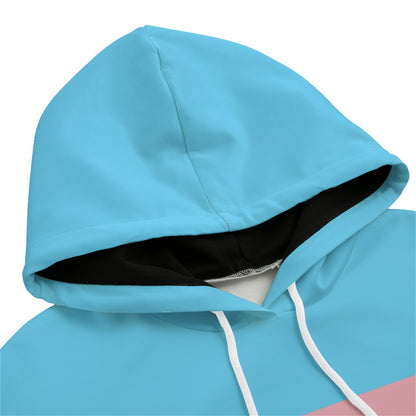 Blue Pink White All Over Transgender Pride Long Hoodie