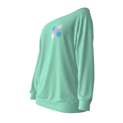Blue Pink White Pride 'Five Dots' Mint Off-Shoulder Sweatshirt