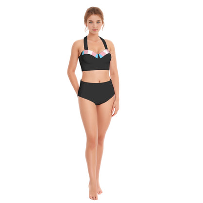 Blue Pink White Pride Halter Neck Swimsuit Set