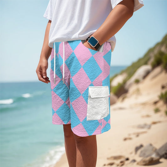 Blue Pink White Pride Casual Cotton Cargo Shorts