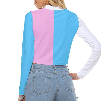 Blue Pink White Pride Hollow Chest Tight Sports Crop