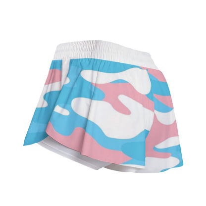 Blue Pink White Pride Camouflage/White Inner Fitness Sport Culottes