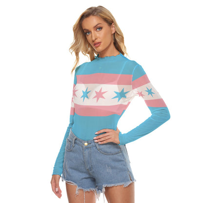 Teen Blue Pink White All-Over Pride See-Through Long-Sleeved T-Shirt