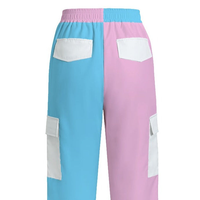 Plus Size Blue Pink White Pride Lightweight Loose-Fitting Casual Cargo Trousers