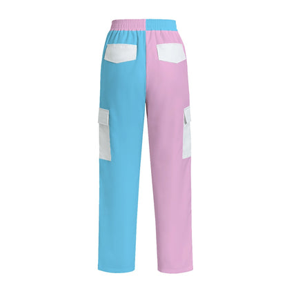 Plus Size Blue Pink White Pride Lightweight Loose-Fitting Casual Cargo Trousers