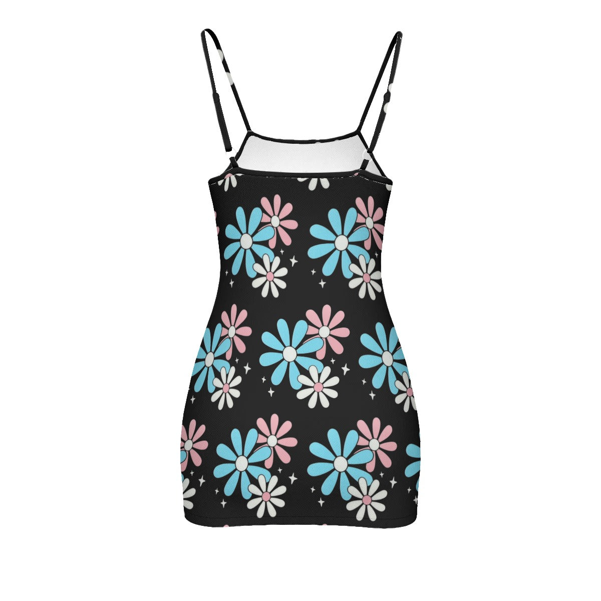 Plus Size Blue Pink White Big Daisies Pride Series Black Cami Dress